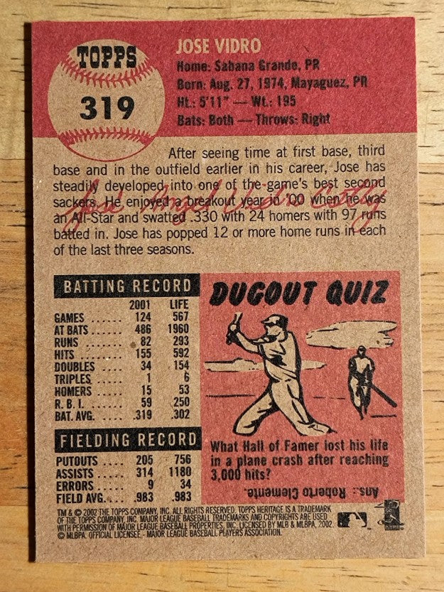 2002 Topps Heritage #319 Jose Vidro