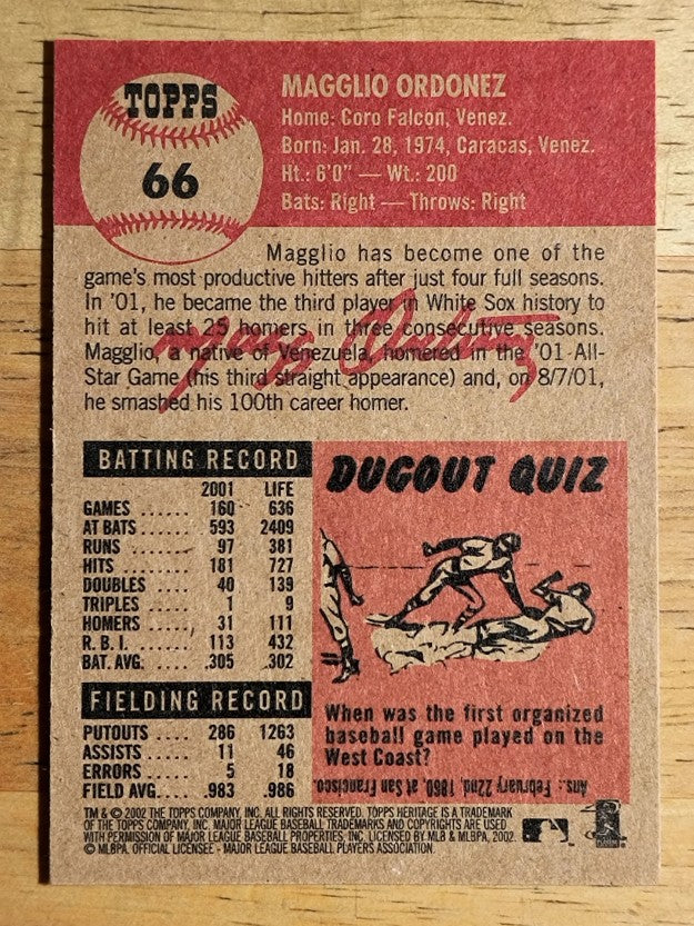 2002 Topps Heritage #66 Magglio Ordonez