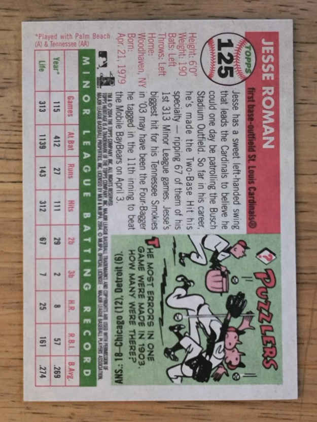 2004 Topps Heritage #125 Jesse Roman RC