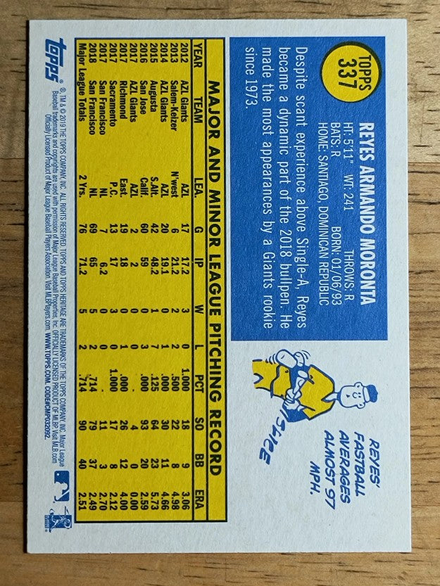 2019 Topps Heritage #337 Reyes Moronta