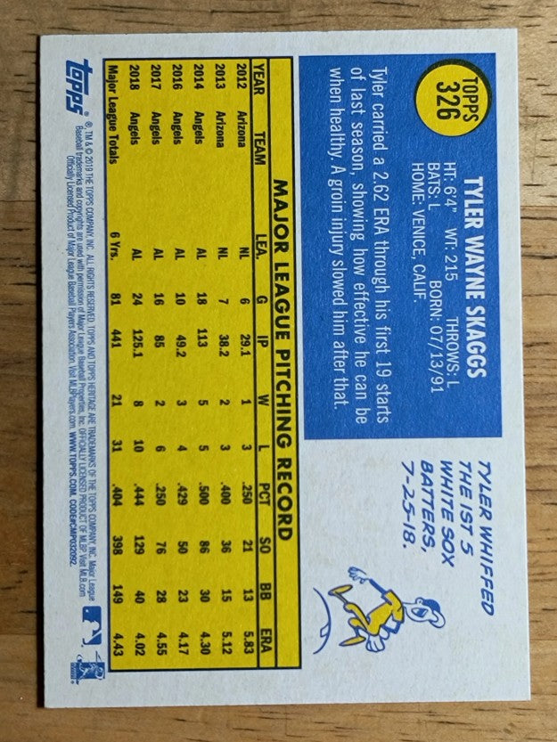 2019 Topps Heritage #326 Tyler Skaggs