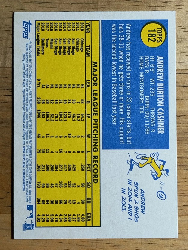 2019 Topps Heritage #182 Andrew Cashner