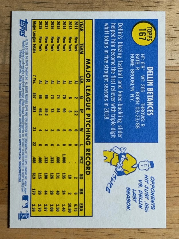 2019 Topps Heritage #167 Dellin Betances