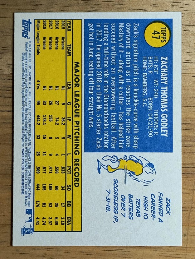 2019 Topps Heritage #47 Zack Godley