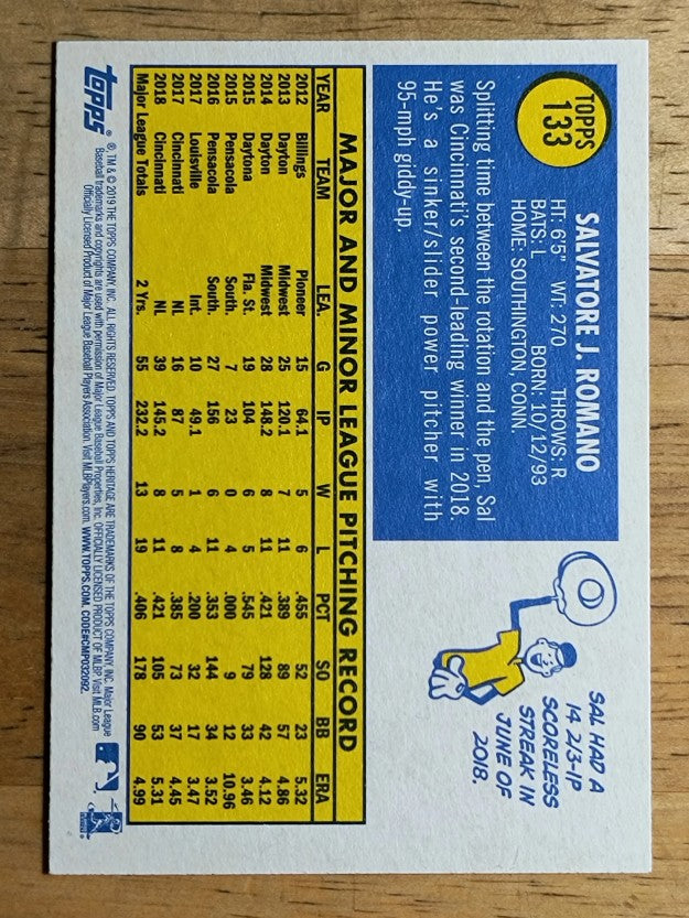2019 Topps Heritage #133 Sal Romano