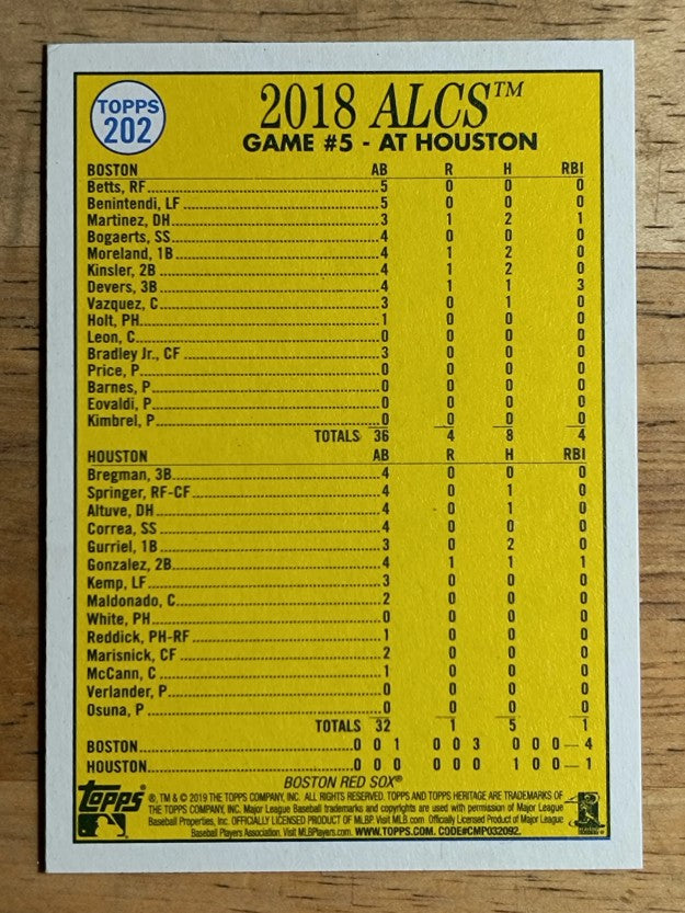 2019 Topps Heritage #202 David Price Playoff HL