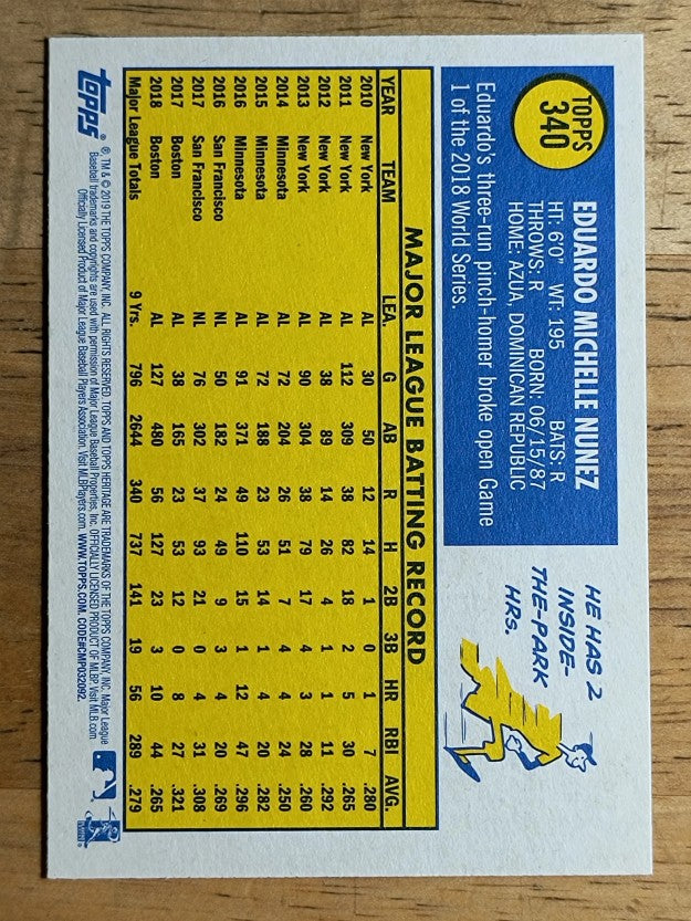 2019 Topps Heritage #340 Eduardo Nunez