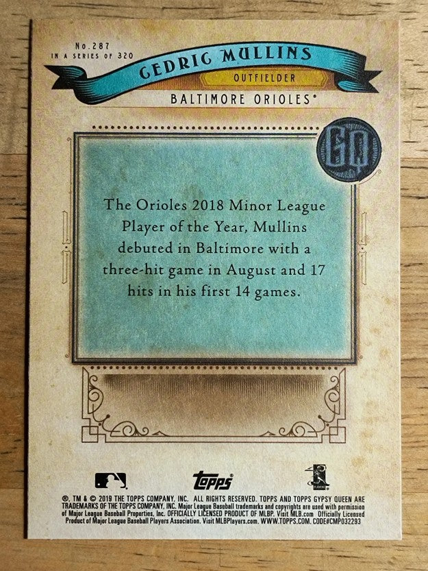 2019 Topps Gypsy Queen #287 Cedric Mullins RC