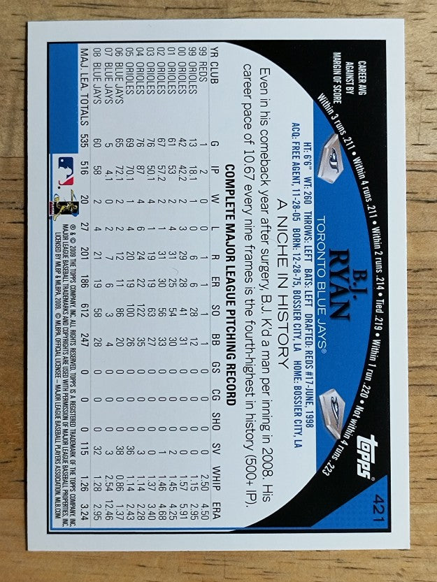 2009 Topps #421 B.J. Ryan
