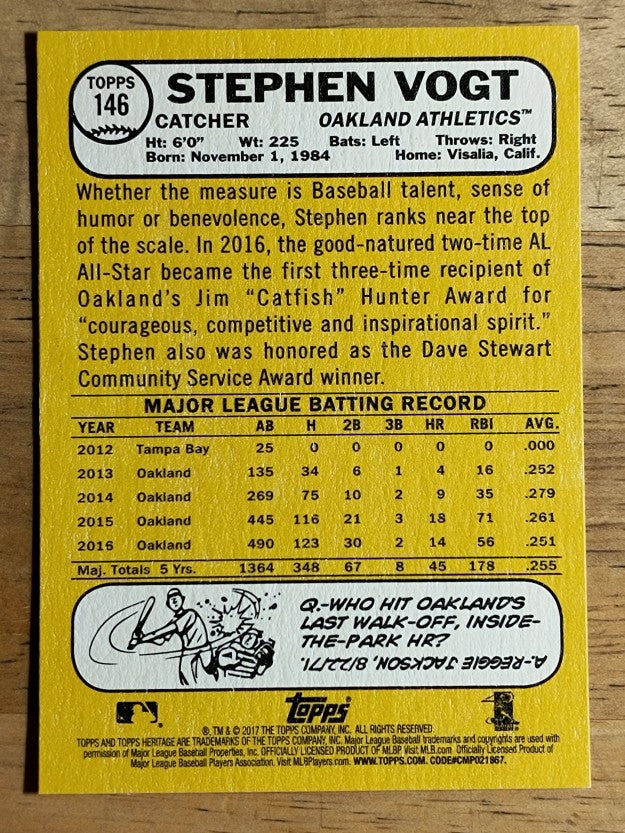 2017 Topps Heritage #146 Stephen Vogt