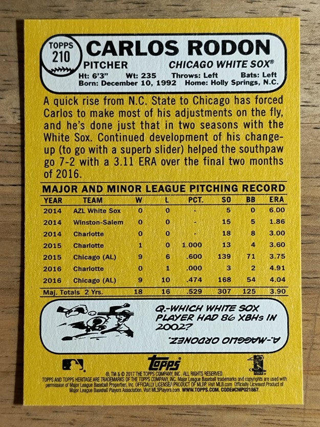 2017 Topps Heritage #210 Carlos Rodon