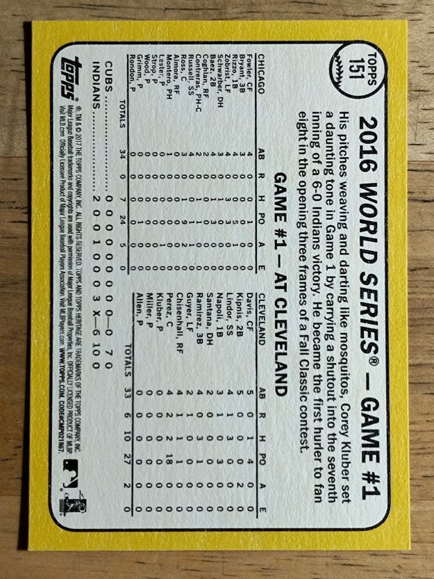 2017 Topps Heritage #151 Corey Kluber WSH