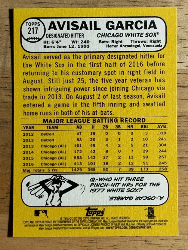 2017 Topps Heritage #217 Avisail Garcia