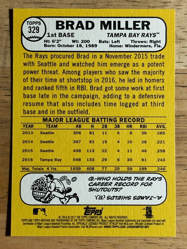 2017 Topps Heritage #329 Brad Miller
