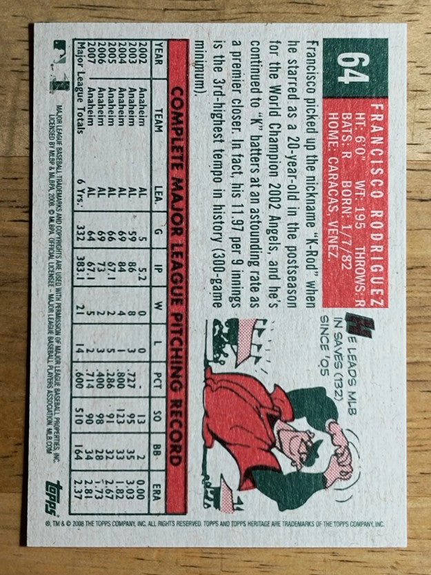 2008 Topps Heritage #64 Francisco Rodriguez