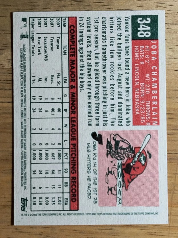 2008 Topps Heritage #348 Joba Chamberlain
