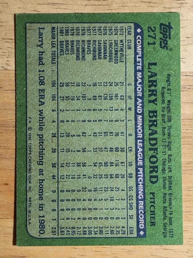 1982 Topps #271 Larry Bradford
