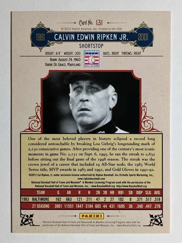2012 Panini Cooperstown #131 Cal Ripken Jr.
