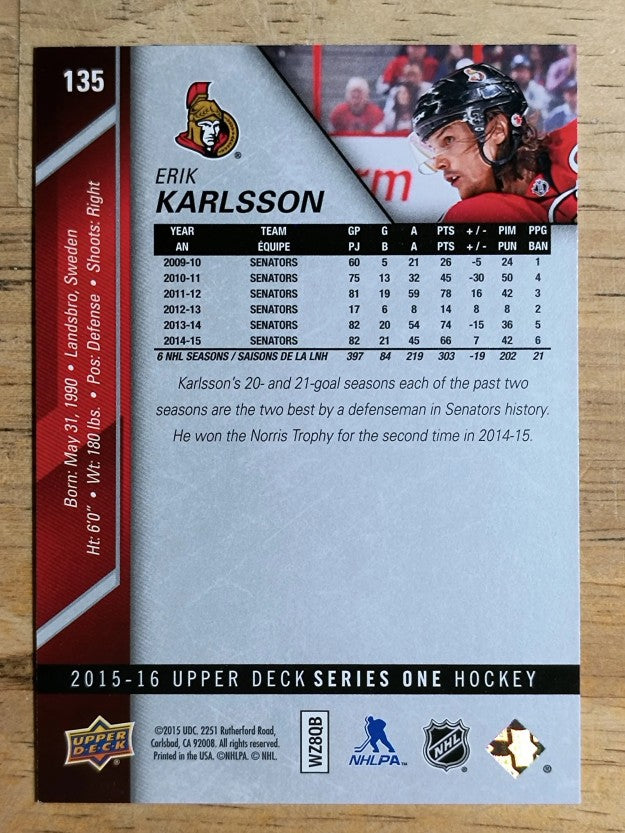 2015-16 Upper Deck #135 Erik Karlsson