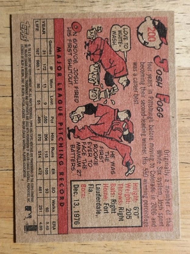 2007 Topps Heritage #200 Josh Fogg