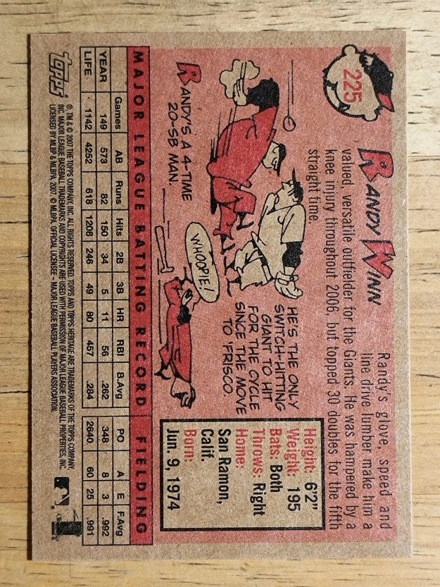 2007 Topps Heritage #225 Randy Winn