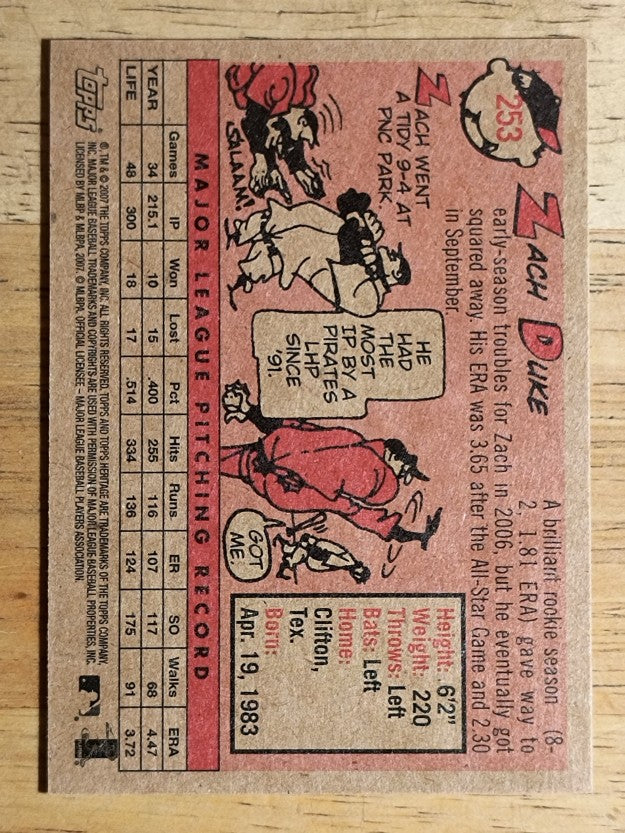 2007 Topps Heritage #253 Zach Duke