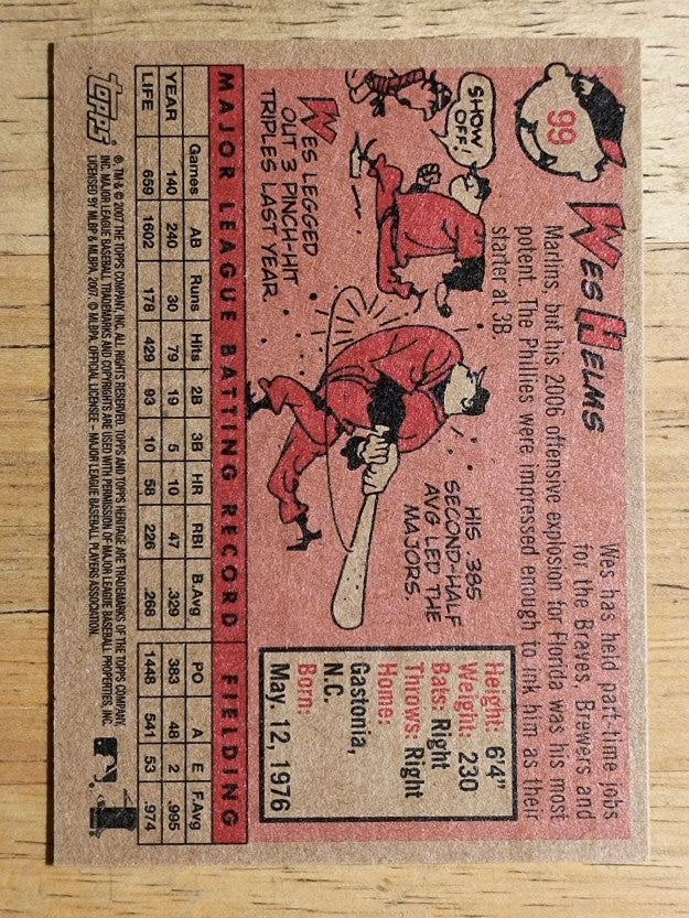 2007 Topps Heritage #99 Wes Helms