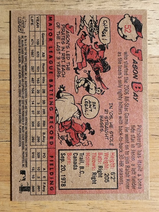 2007 Topps Heritage #52a Jason Bay