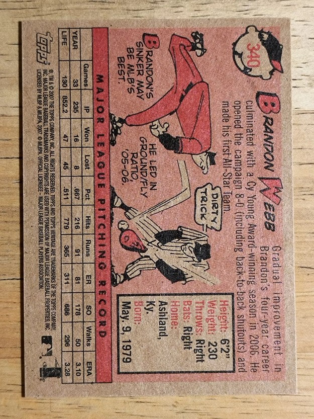 2007 Topps Heritage #340 Brandon Webb