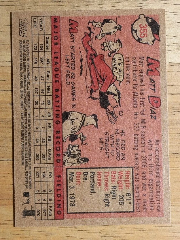 2007 Topps Heritage #355 Matt Diaz