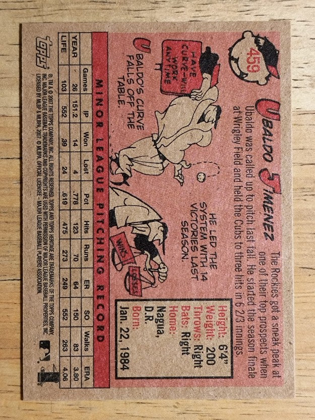 2007 Topps Heritage #459 Ubaldo Jimenez
