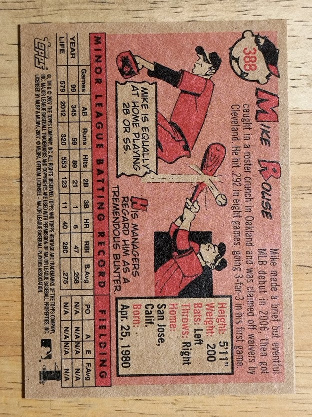 2007 Topps Heritage #388 Mike Rouse