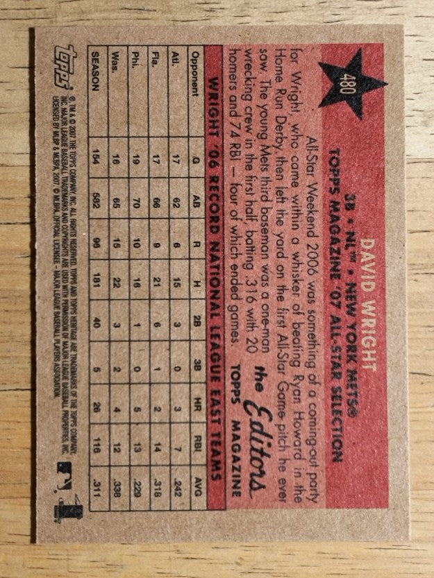 2007 Topps Heritage #480 David Wright AS