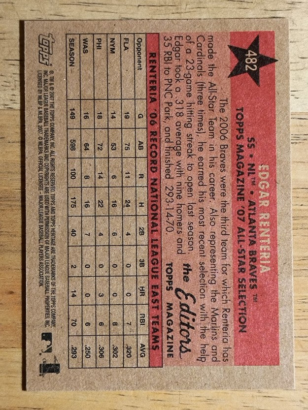 2007 Topps Heritage #482 Edgar Renteria AS SP