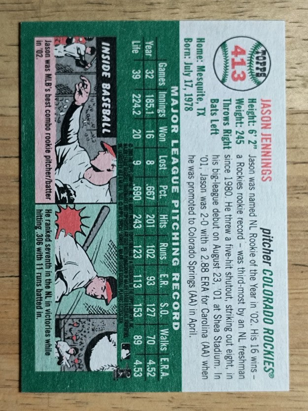 2003 Topps Heritage #413 Jason Jennings SP