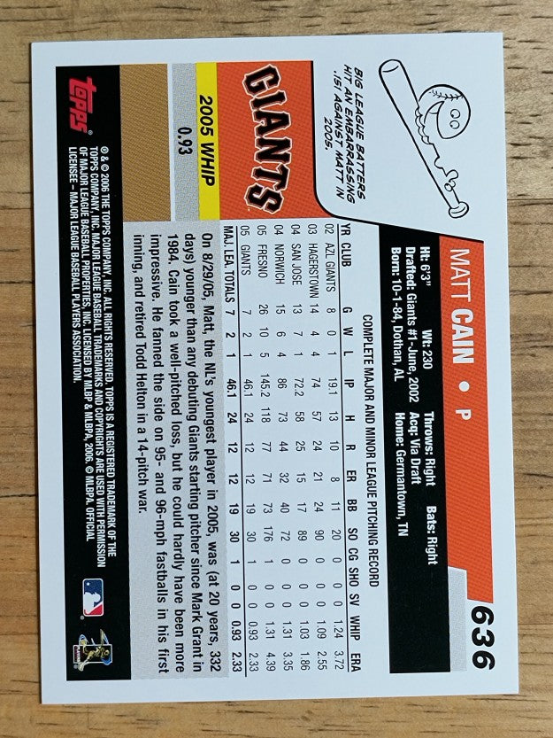 2006 Topps #636 Matt Cain