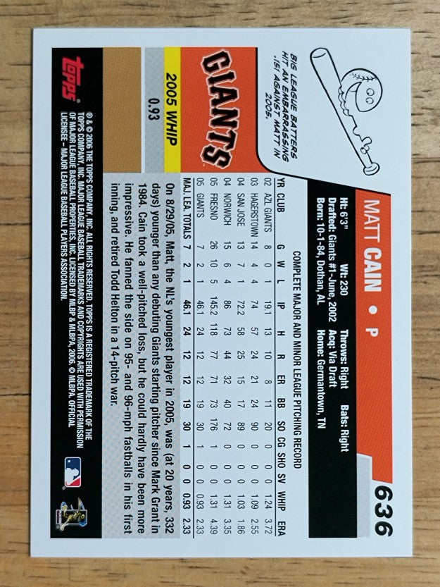 2006 Topps #636 Matt Cain