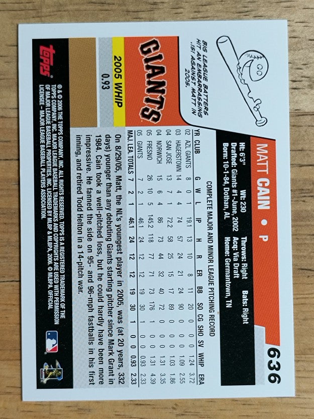 2006 Topps #636 Matt Cain