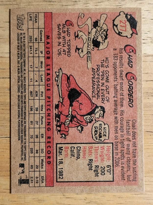 2007 Topps Heritage #277 Chad Cordero