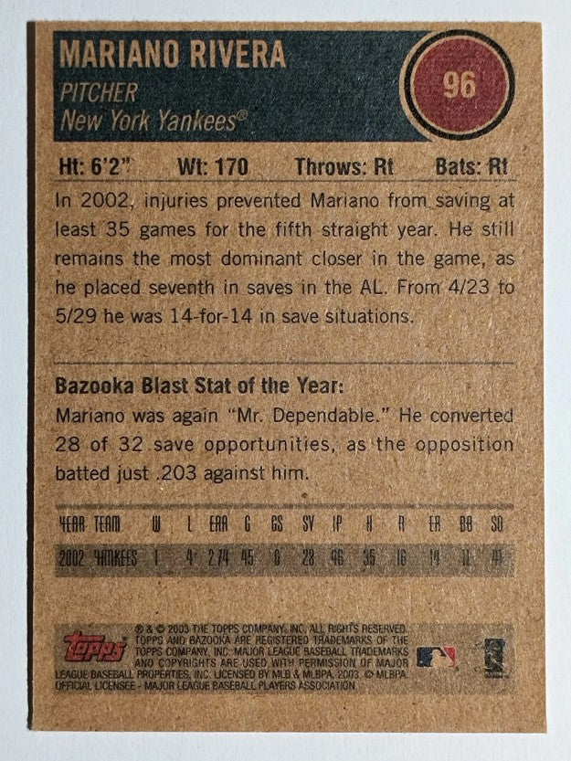 2003 Bazooka Minis #96 Mariano Rivera