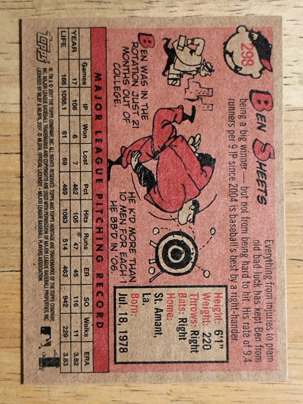 2007 Topps Heritage #298 Ben Sheets