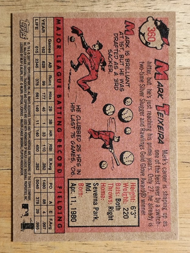 2007 Topps Heritage #360 Mark Teixeira