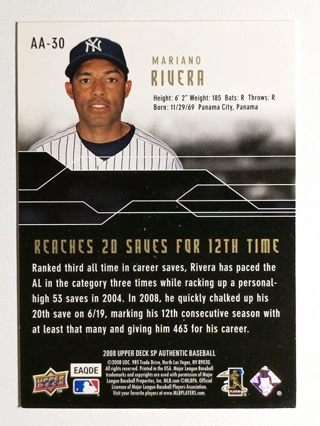 2008 SP Authentic Authentic Achievements #AA30 Mariano Rivera