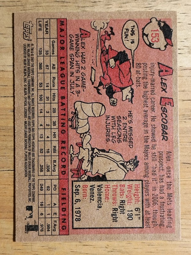 2007 Topps Heritage #153 Alex Escobar