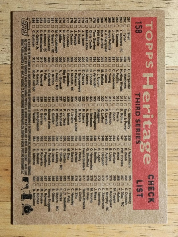 2007 Topps Heritage #158 Cleveland Indians TC SP
