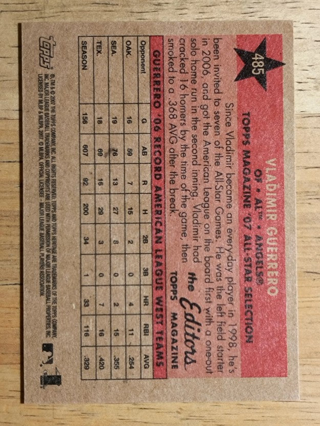 2007 Topps Heritage #485 Vladimir Guerrero AS