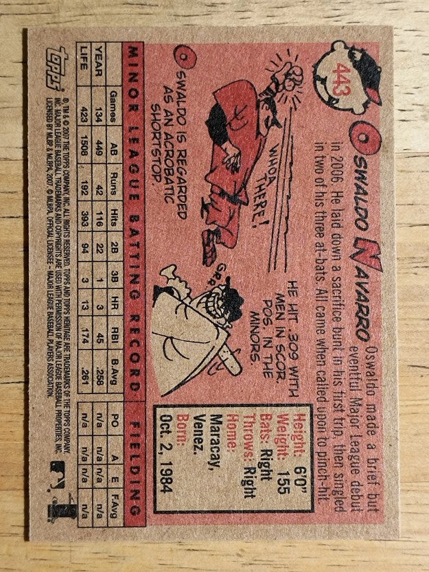 2007 Topps Heritage #443 Oswaldo Navarro RC