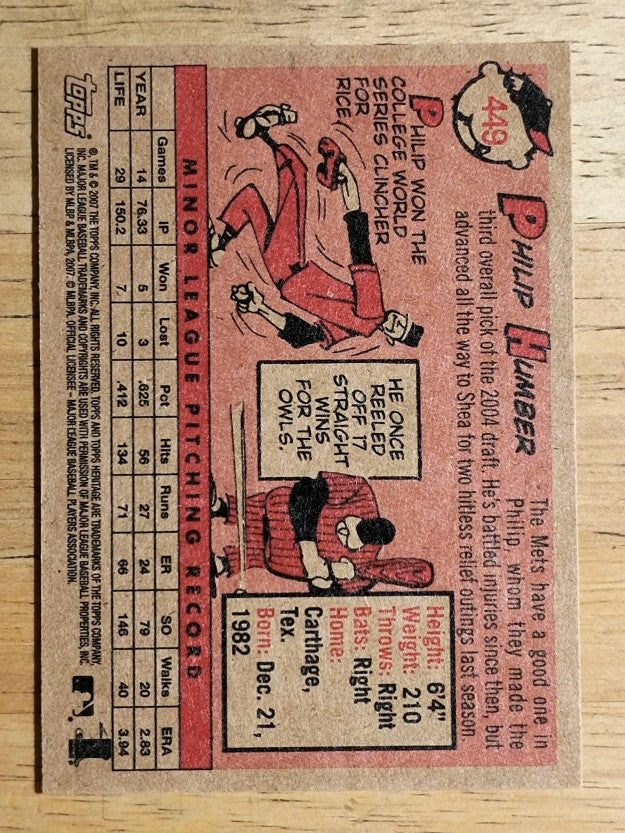 2007 Topps Heritage #449 Philip Humber