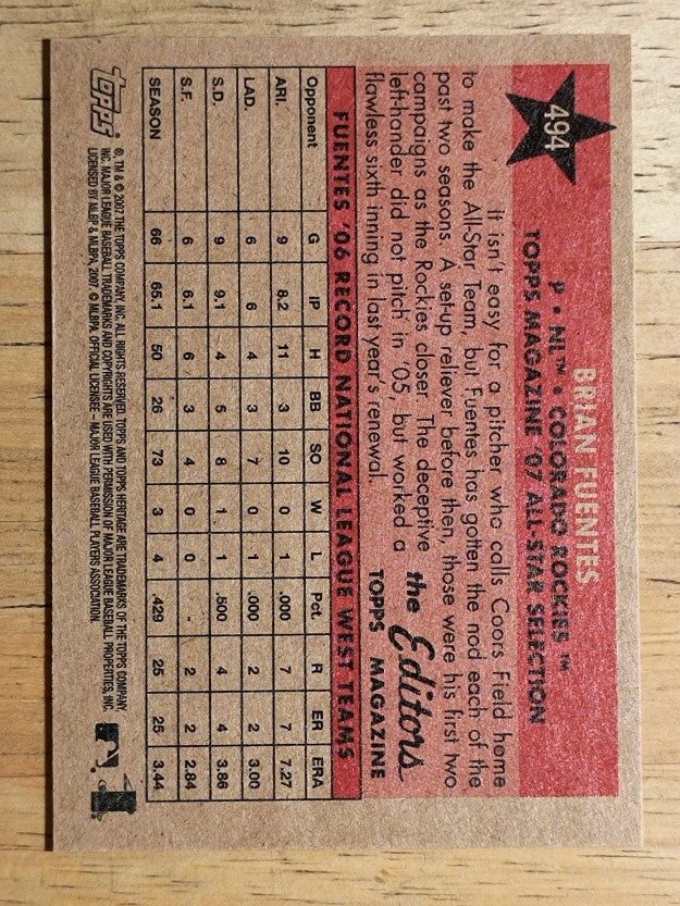 2007 Topps Heritage #494 Brian Fuentes AS
