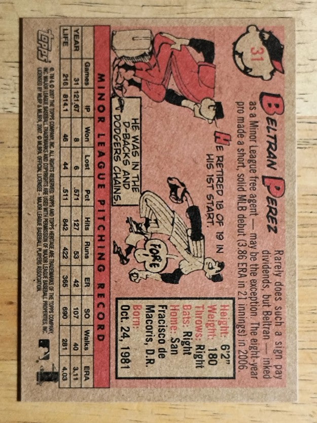 2007 Topps Heritage #31 Beltran Perez SP